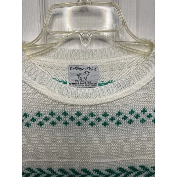 Vintage College Point Sportswear Women's Medium Cap Sleeve Sweater Knit Top - Picture 3 of 4